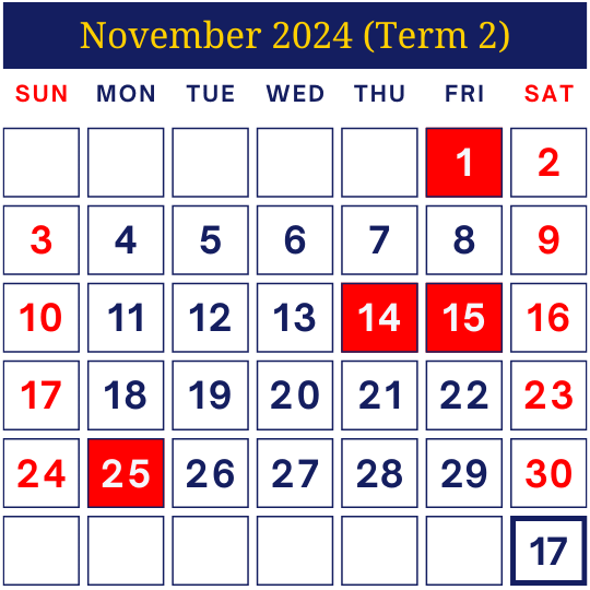 Academic Calendar 2024-2025